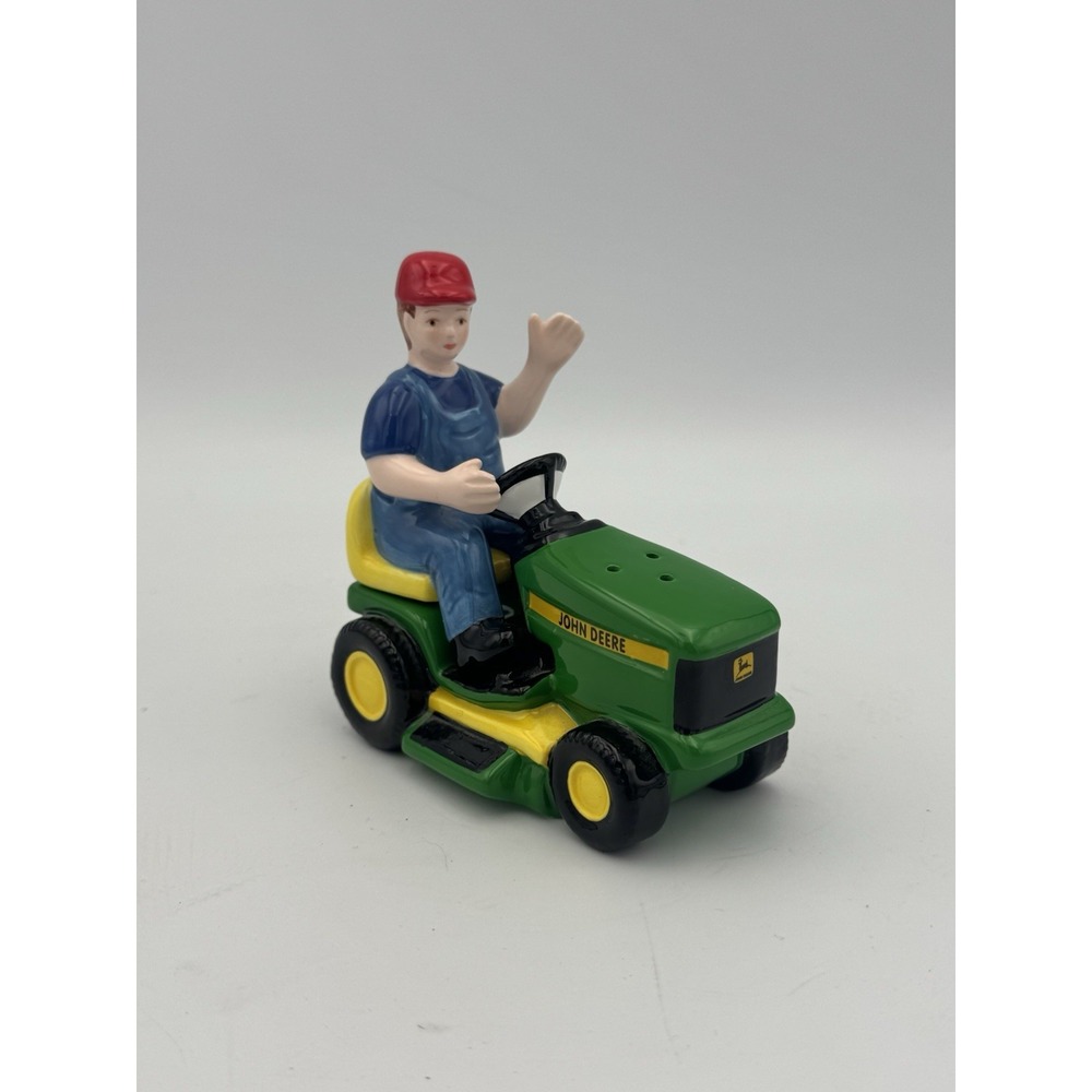 1999 John Deere Tractor & Driver Ceramic Salt & Pepper Shaker Set Vintage